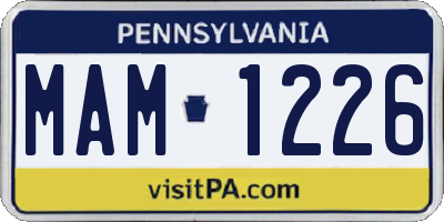 PA license plate MAM1226