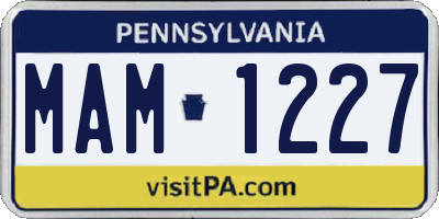 PA license plate MAM1227