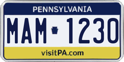 PA license plate MAM1230