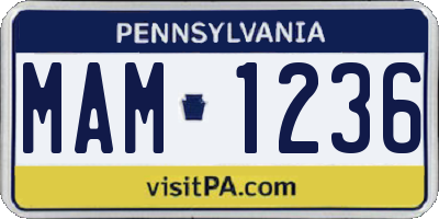 PA license plate MAM1236
