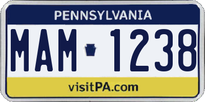 PA license plate MAM1238