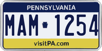 PA license plate MAM1254
