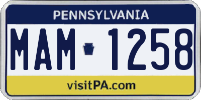PA license plate MAM1258
