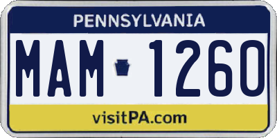 PA license plate MAM1260