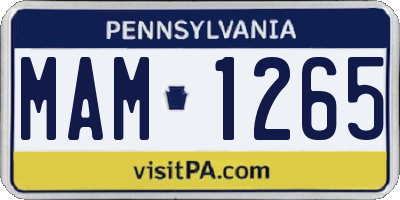 PA license plate MAM1265