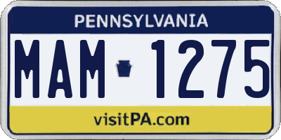 PA license plate MAM1275