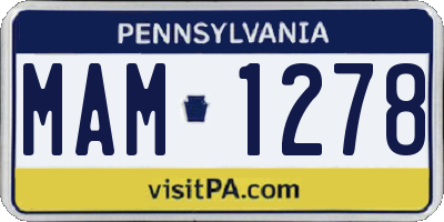 PA license plate MAM1278