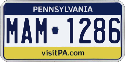 PA license plate MAM1286