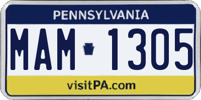 PA license plate MAM1305