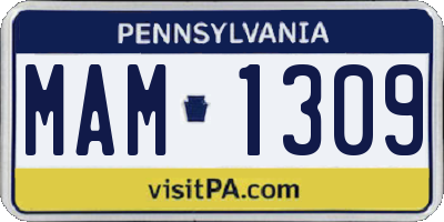 PA license plate MAM1309
