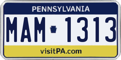 PA license plate MAM1313