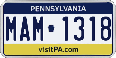 PA license plate MAM1318