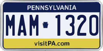PA license plate MAM1320