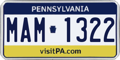 PA license plate MAM1322