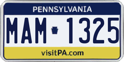 PA license plate MAM1325