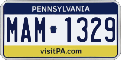 PA license plate MAM1329