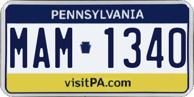 PA license plate MAM1340