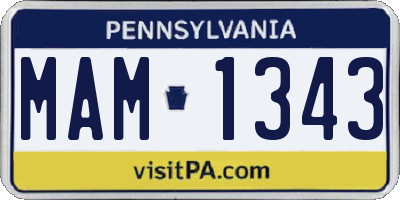 PA license plate MAM1343