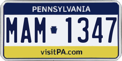 PA license plate MAM1347