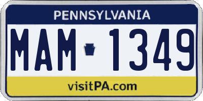 PA license plate MAM1349