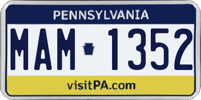 PA license plate MAM1352