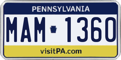 PA license plate MAM1360
