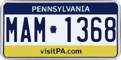 PA license plate MAM1368