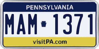 PA license plate MAM1371