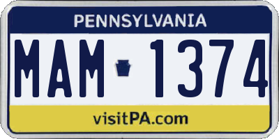 PA license plate MAM1374