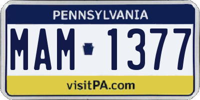 PA license plate MAM1377