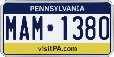 PA license plate MAM1380