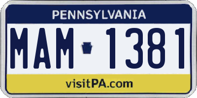 PA license plate MAM1381