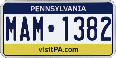 PA license plate MAM1382