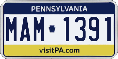PA license plate MAM1391