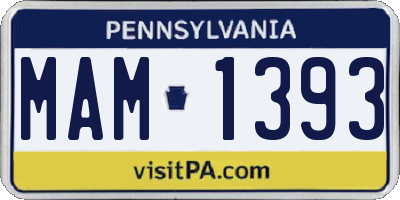 PA license plate MAM1393
