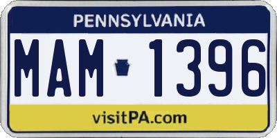 PA license plate MAM1396
