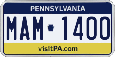 PA license plate MAM1400