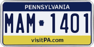 PA license plate MAM1401