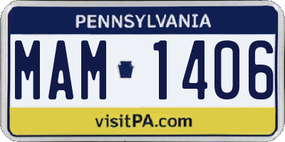 PA license plate MAM1406
