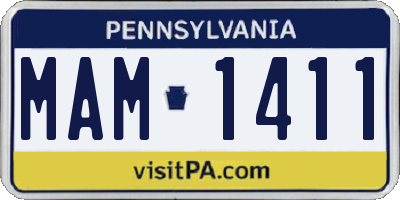 PA license plate MAM1411