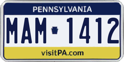 PA license plate MAM1412