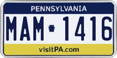 PA license plate MAM1416