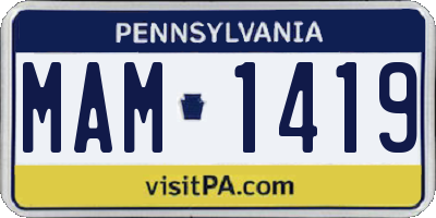 PA license plate MAM1419