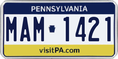 PA license plate MAM1421