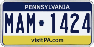 PA license plate MAM1424