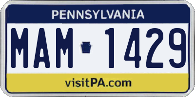 PA license plate MAM1429