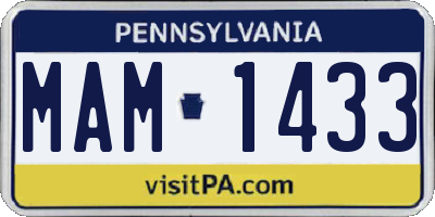 PA license plate MAM1433