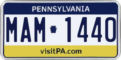 PA license plate MAM1440