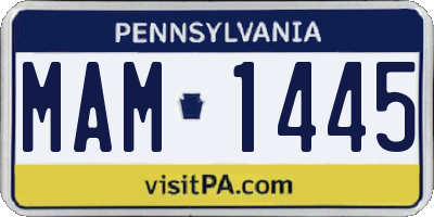 PA license plate MAM1445