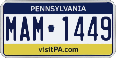 PA license plate MAM1449